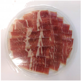 MN.DRCU85T-JAMÓN DE CEBO IBÉRICO 50% RAZA IBÉRICA CORTADO A CUCHILLO 85 G. AL VACIO